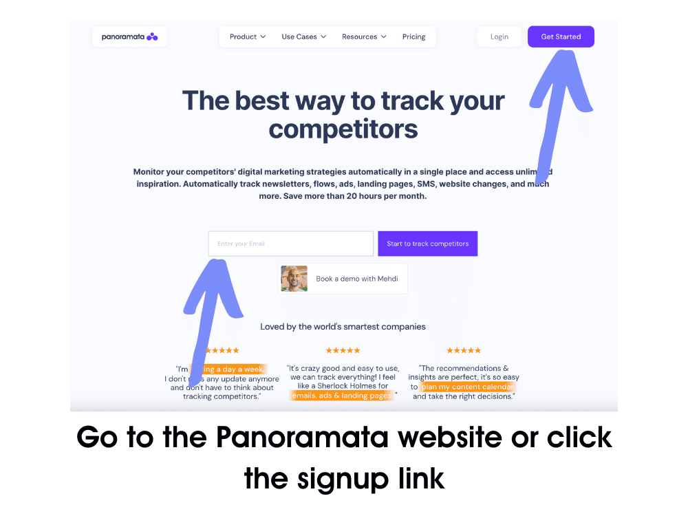how to sign up via panoramata homepage