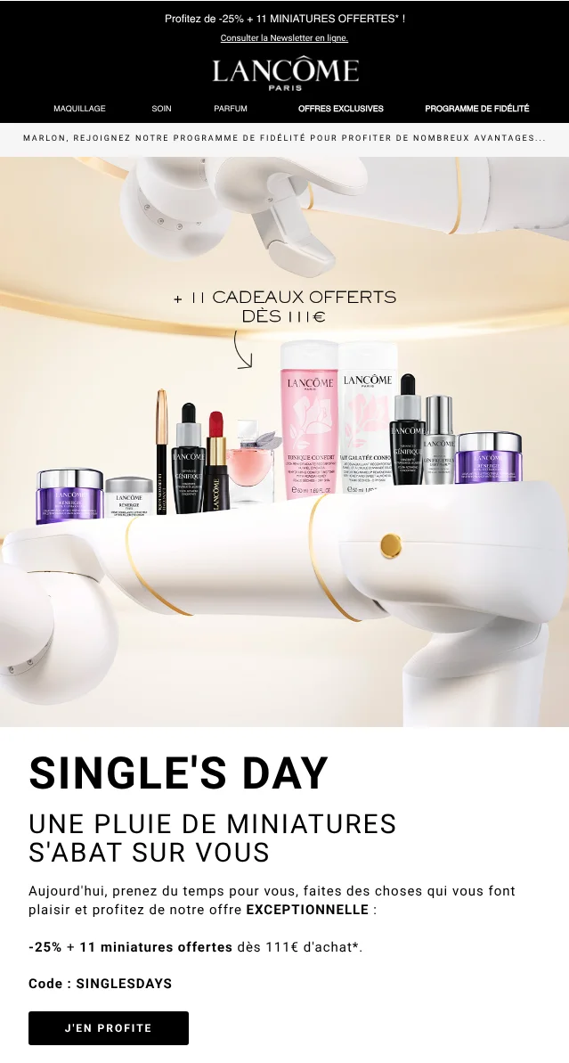 email example singles day