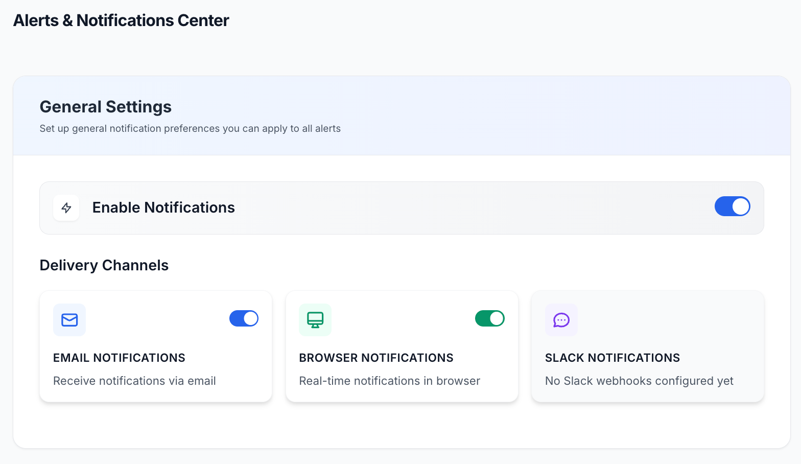 Notifications report types