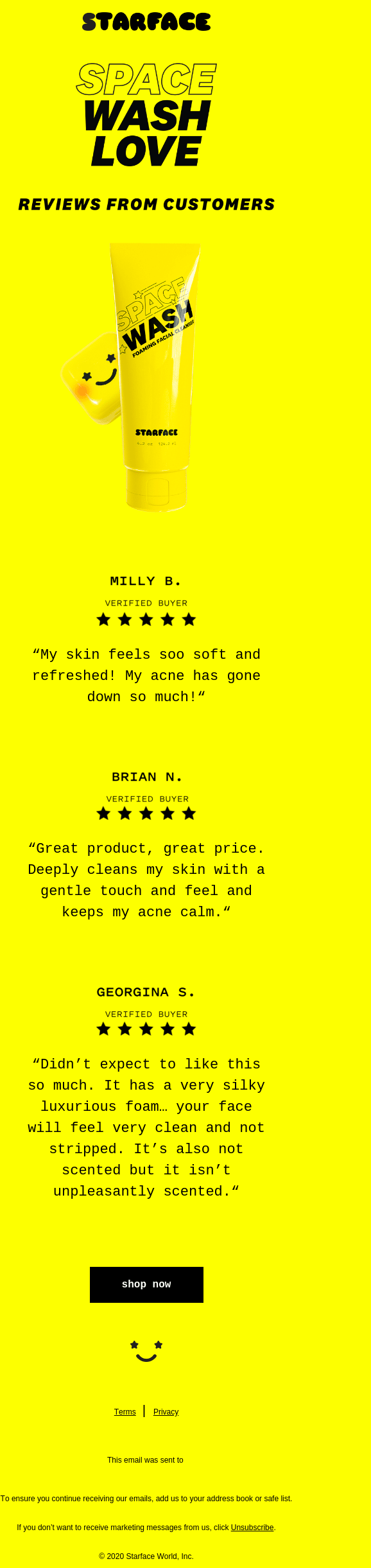 email example Starface welcome email using customer testimonials to build trust