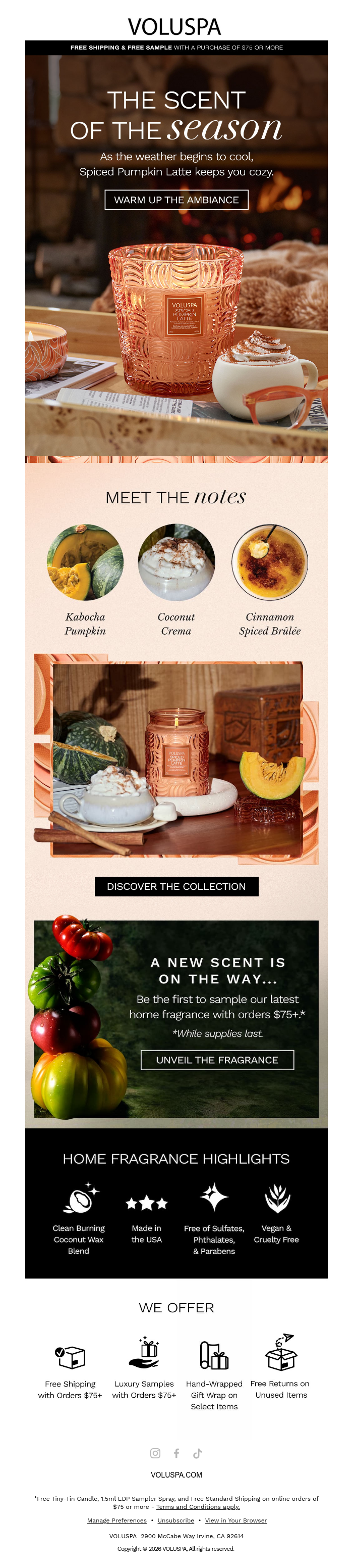 email example Scent of the season Fall Warm Up