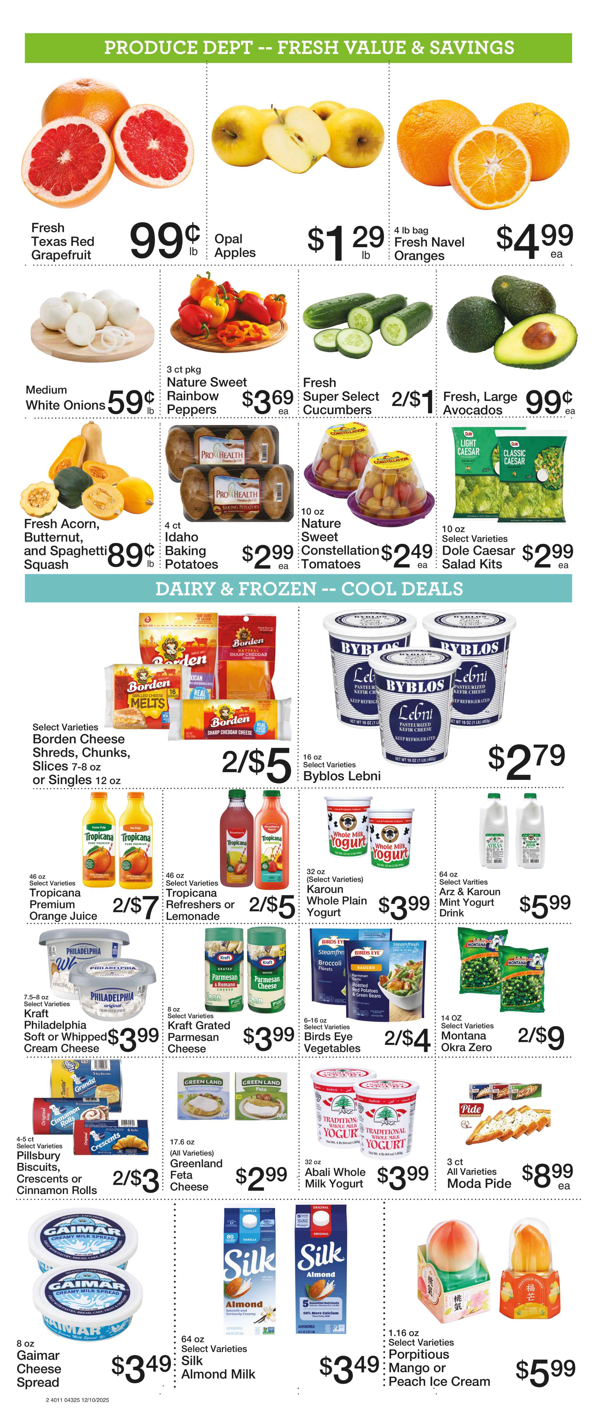 green vine market weekly ad: pudding cups, brownie mix, dole fruit bowls, old orchard juice, kellogs cereal, general mills cereal, dunkin k-cups, ground coffee, kraft mac and cheese, alreef date paste, heinz yellow mustard, alreef olive oil, nabisco snack crackers, ruffles chips