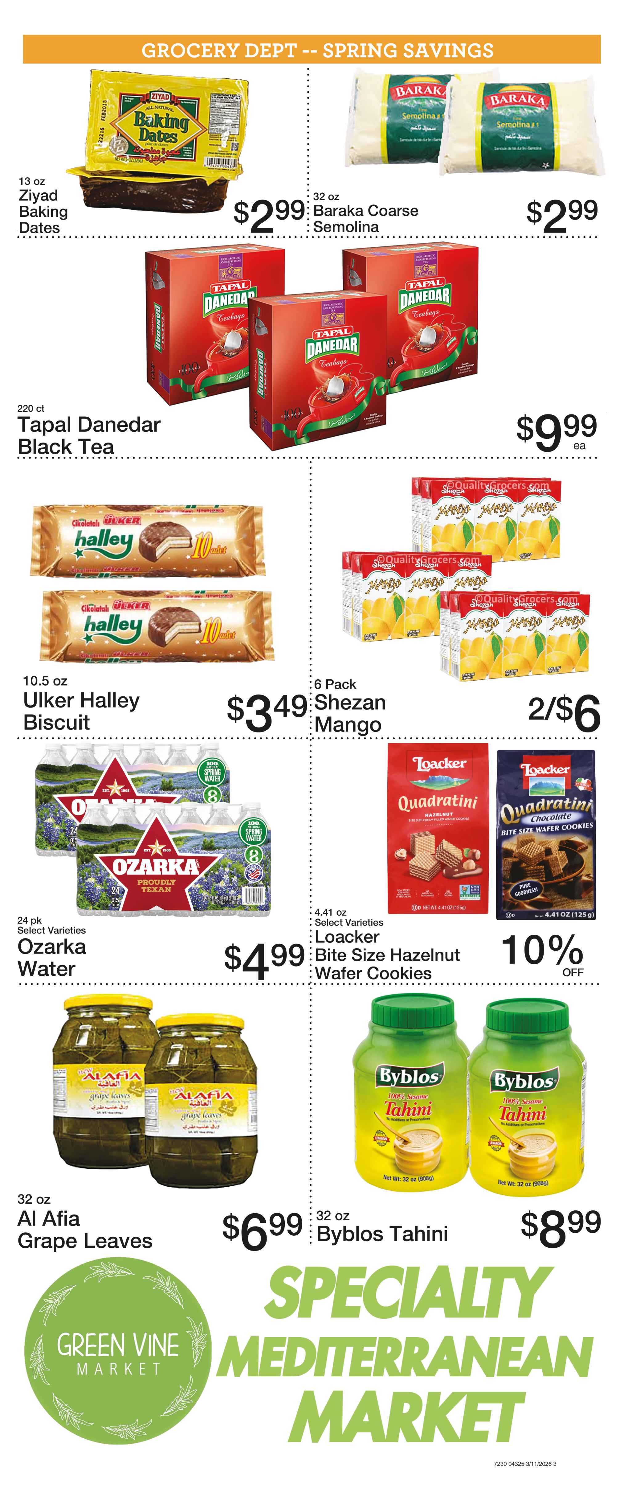 Green vine market's weekly ad- medium yellow onions, large california rutab soft dates, dole caesar salad kits, fresh cucumbers, large green bell peppers, fresh blackberries, californai navel oranges, fresh green cabbage  