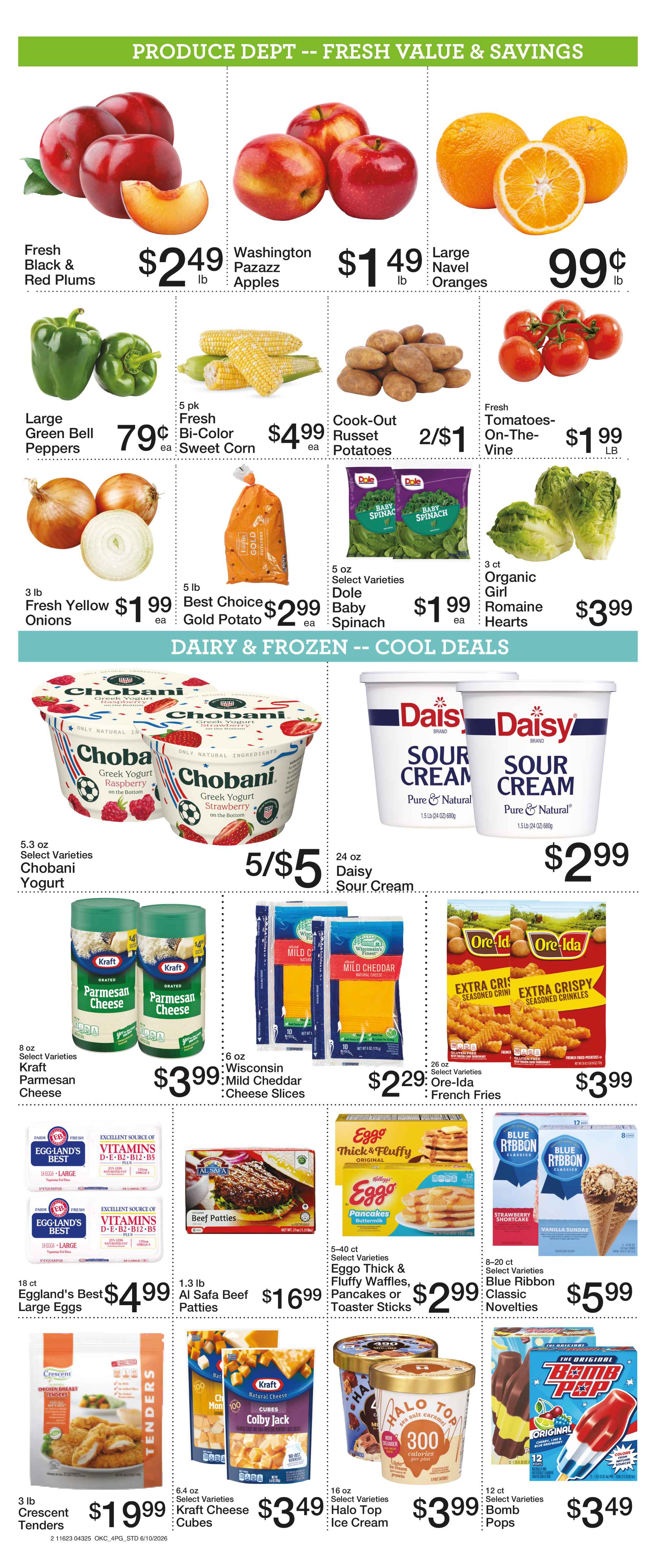 green vine market weekly ad: pudding cups, brownie mix, dole fruit bowls, old orchard juice, kellogs cereal, general mills cereal, dunkin k-cups, ground coffee, kraft mac and cheese, alreef date paste, heinz yellow mustard, alreef olive oil, nabisco snack crackers, ruffles chips