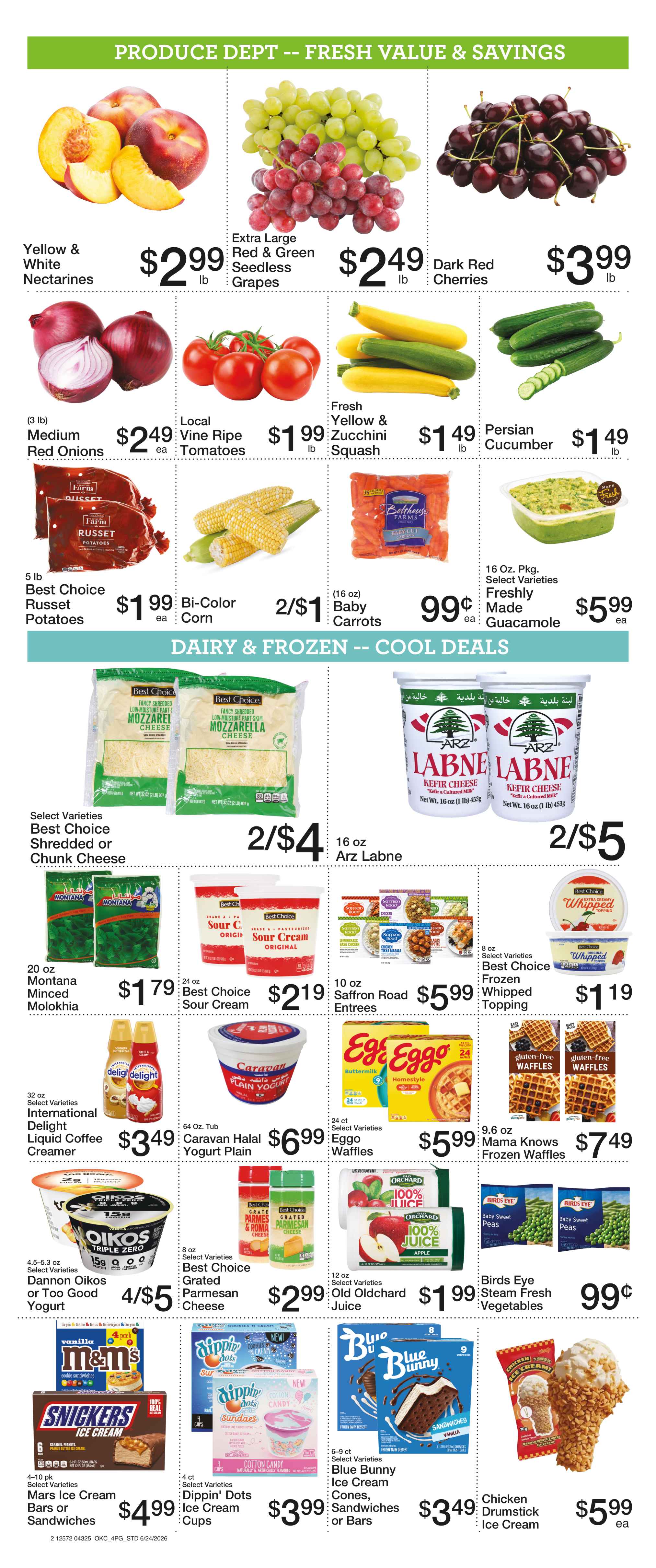 green vine market weekly ad: pudding cups, brownie mix, dole fruit bowls, old orchard juice, kellogs cereal, general mills cereal, dunkin k-cups, ground coffee, kraft mac and cheese, alreef date paste, heinz yellow mustard, alreef olive oil, nabisco snack crackers, ruffles chips