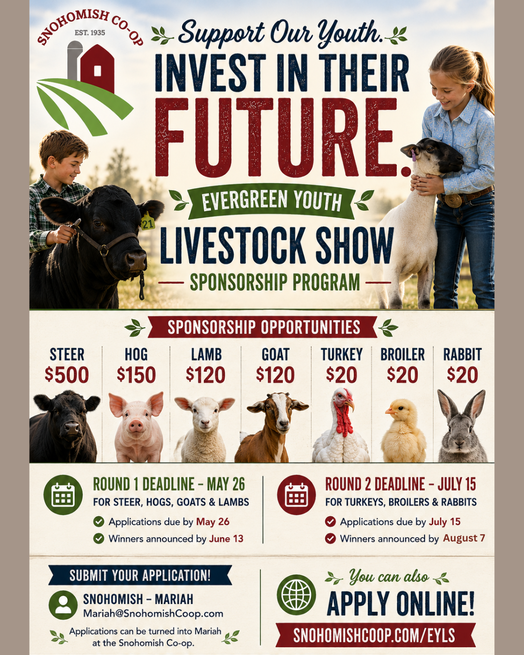 Evergreen Youth Livestock Show Sponsorship Program