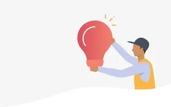 an illustration of a facilities manager in high vis holding an oversized lightbulb