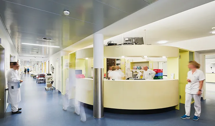 Reception at a busy hospital, maintained by a future focussed facilities team