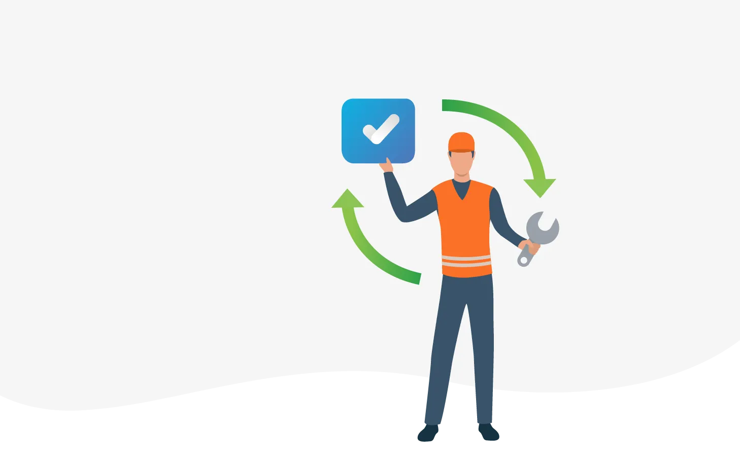 An illustration of a facilities management contractor with a closed loop between information, and job completion