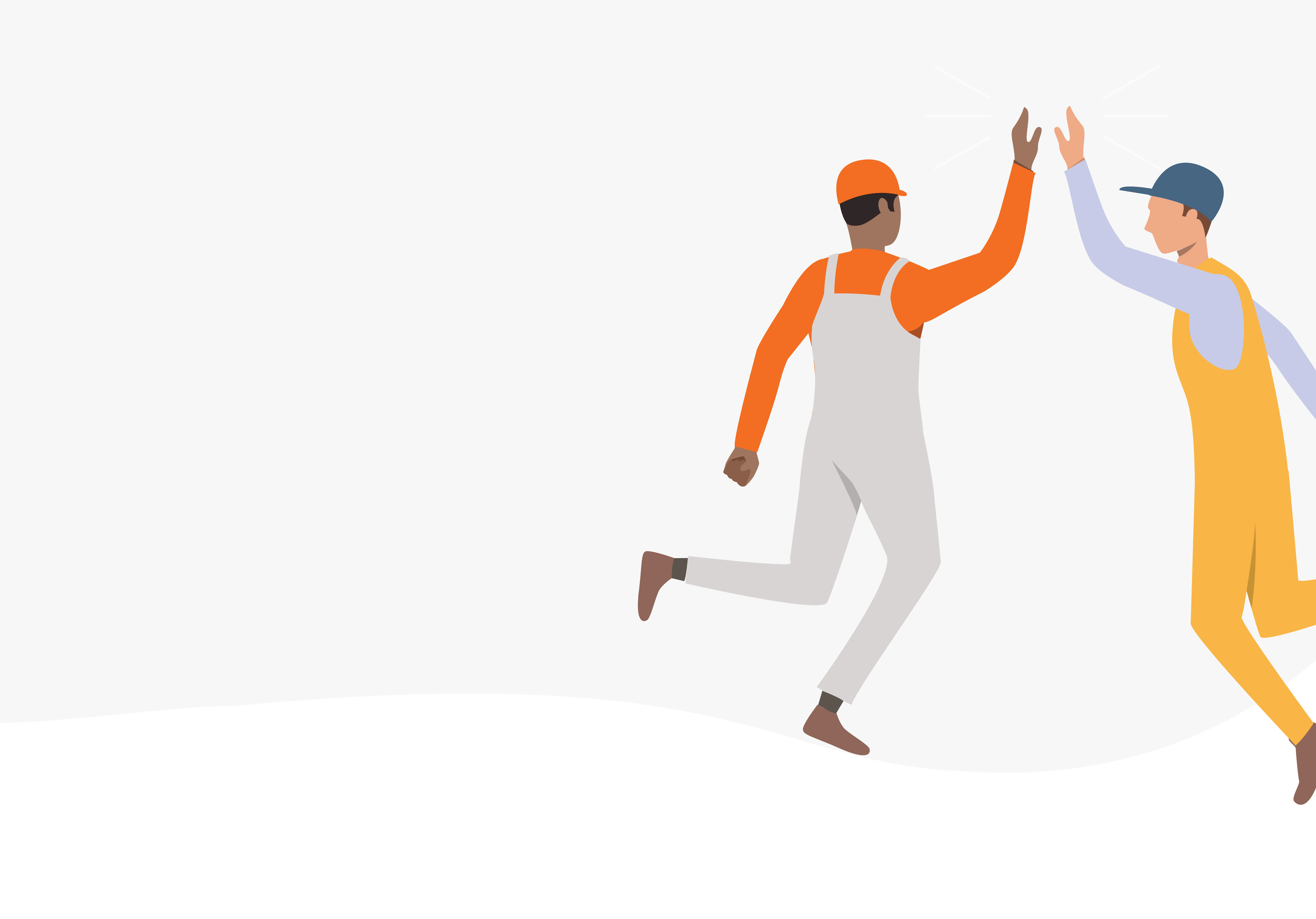 Two illustrated facilities managers share a high five