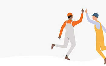 An illustration of two facilities managers high fiving each other