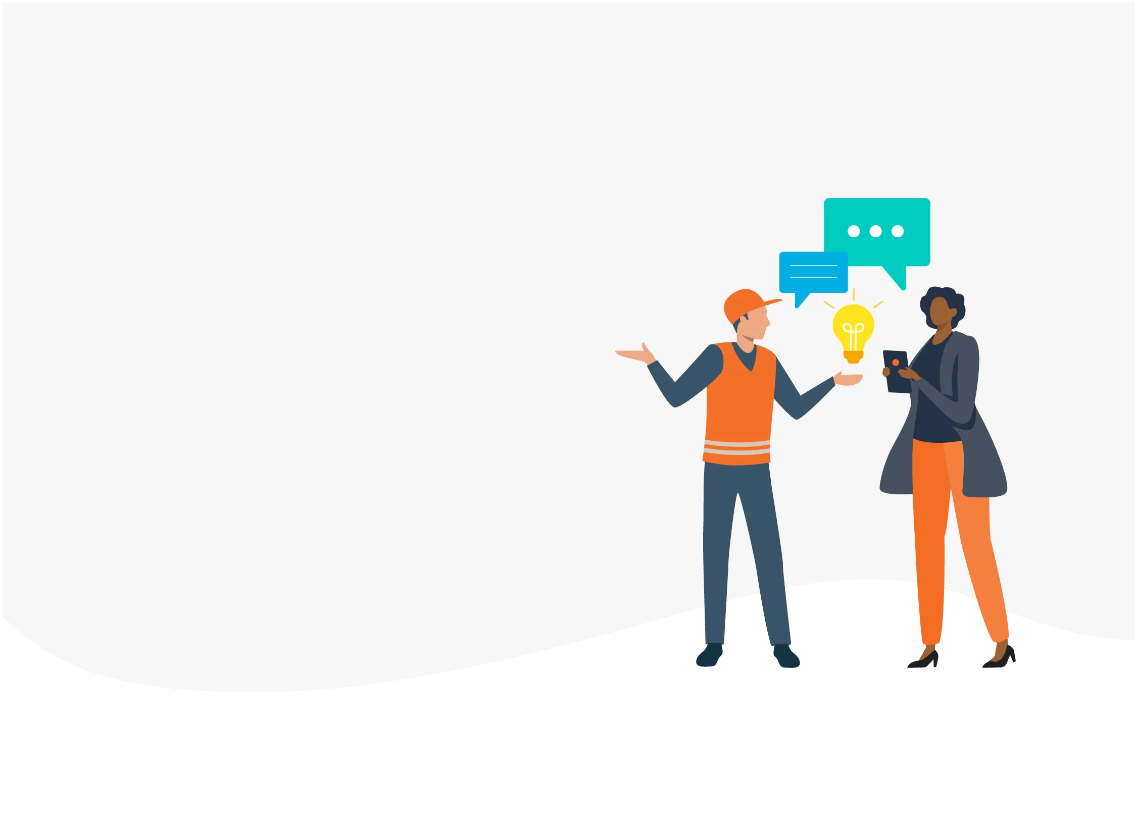 An illustration of a facility manager having a positive conversation with a facility user. 