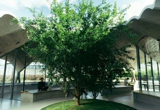 image of a green building interior