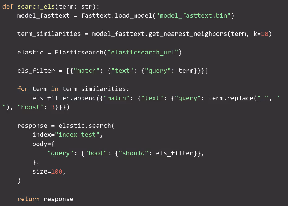 search engine implementation using FastText for azumo machine learning and AI