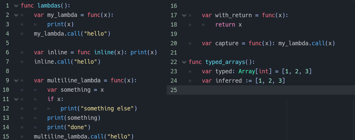 An example of a code in gdscript
