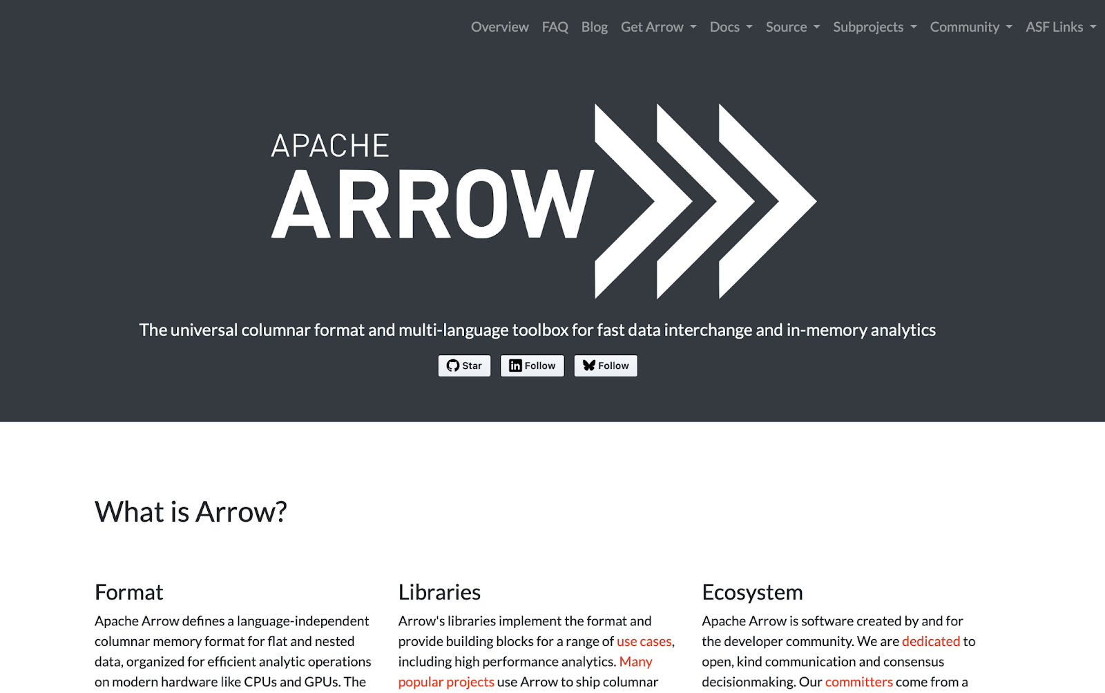 Apache Arrow data lakehouse tool
