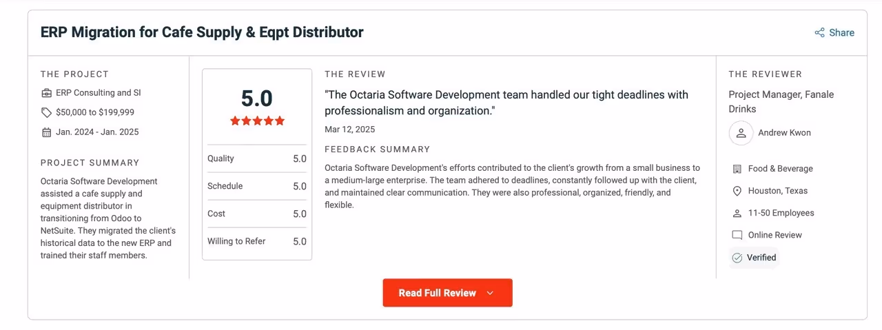 Octaria Houston client testimonial