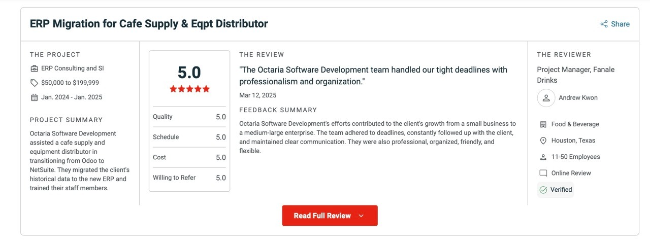 Octaria Houston client testimonial