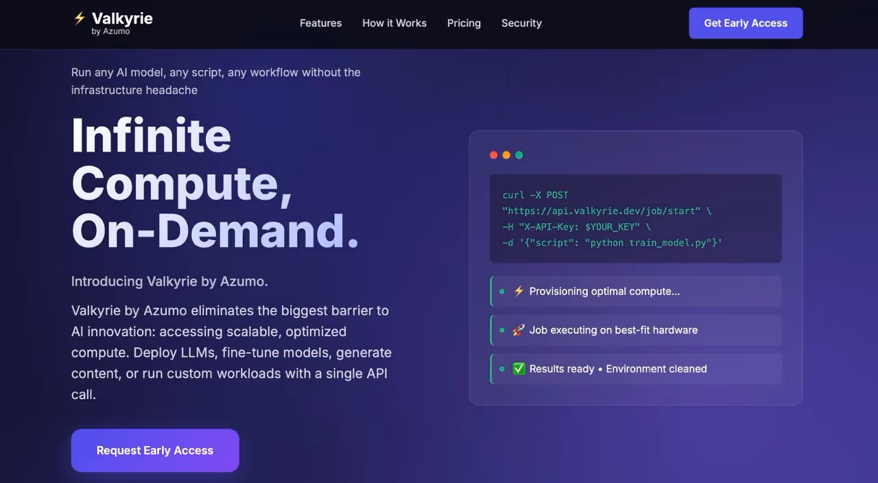 Valkyrie by Azumo - Run any AI model, any script, any workflow without the infrastructure headache.