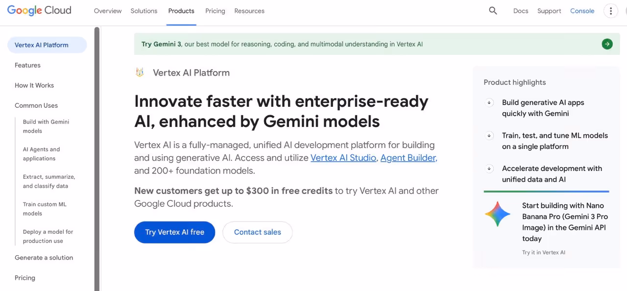 Vertex AI Platform - Innovate faster with enterprise-ready AI, enhanced by Gemini models