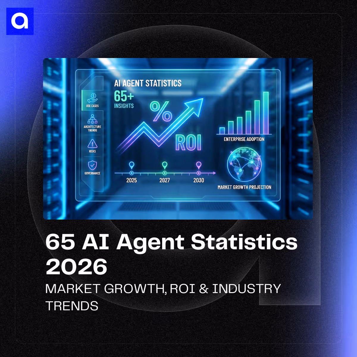 Explore 65 AI agent statistics for 2026 covering adoption rates, ROI, market growth, and enterprise trends to guide smarter AI strategy.