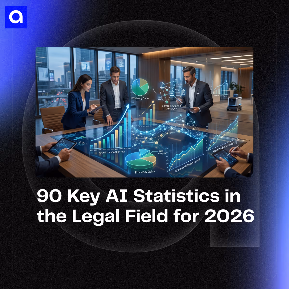 Explore 90 AI statistics in the legal field for 2026, covering adoption, market growth, ROI, legal tech trends, governance, automation, and legal use cases.