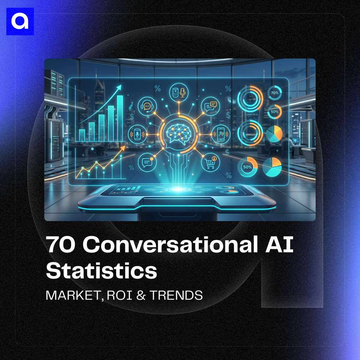 Explore 70 conversational AI statistics for 2026, including market size, adoption, ROI, chatbot usage, voice AI, industry use cases, future AI trends, and more.