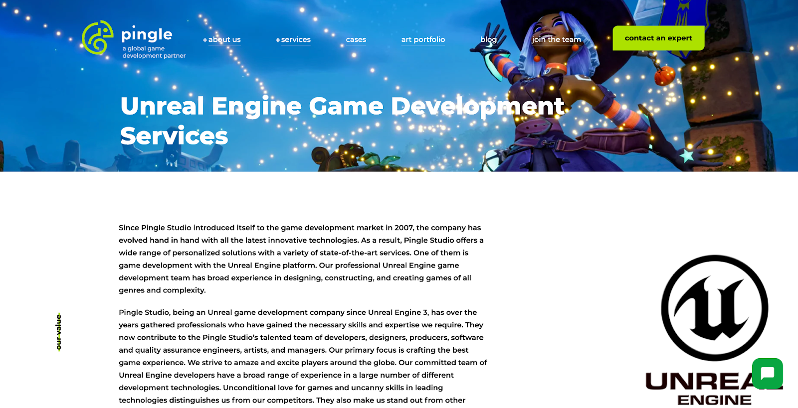 Pingle Studio Unreal Engine game development company