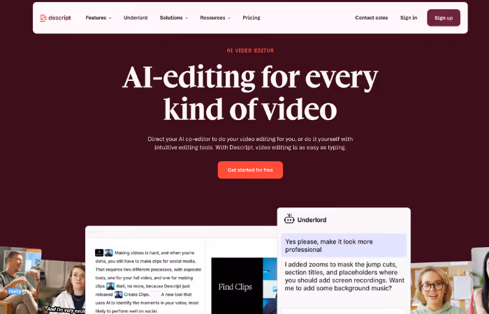 Descript AI video editing tool