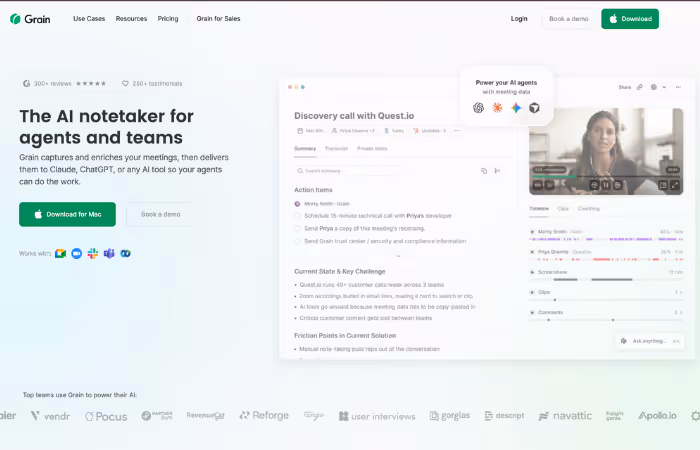 Grain AI tool for meeting insights