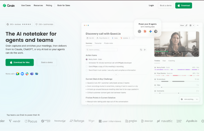 Grain AI tool for meeting insights