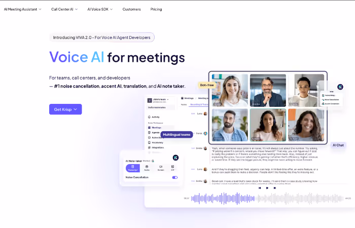 Krisp AI AI Note taker wth noise cancellation