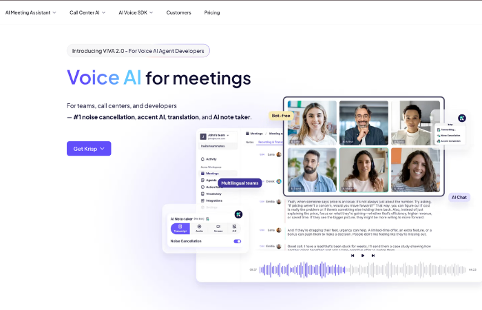Krisp AI AI Note taker wth noise cancellation