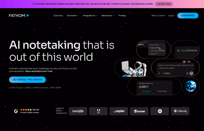 Fathom AI note taking tool for Zoom meetings
