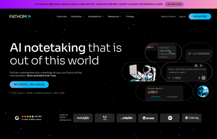 Fathom AI note taking tool for Zoom meetings