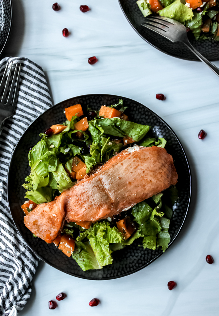 Salmon and Chipotle Roasted Butternut Squash Salad