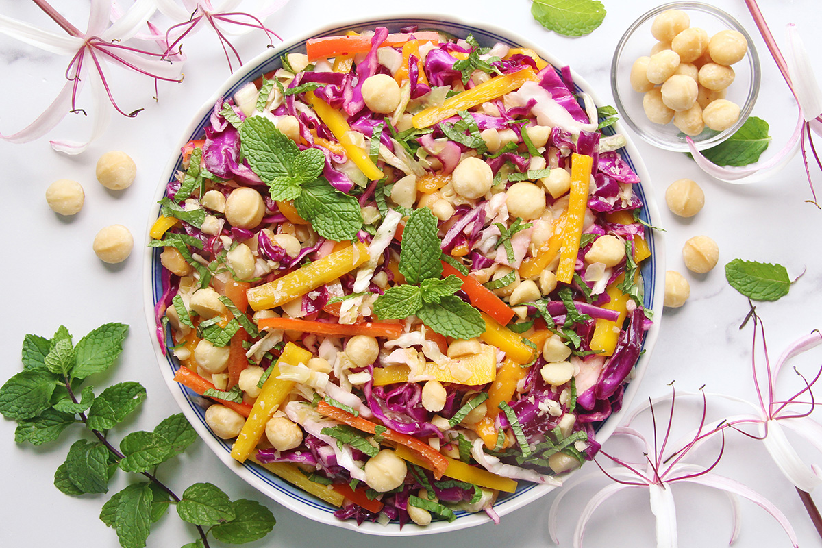 Tropical Macadamia Mango Slaw