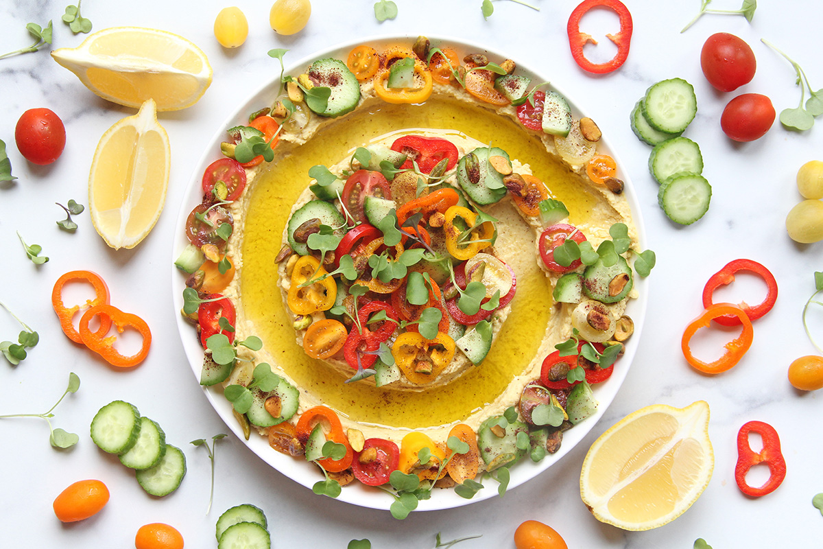 Loaded Lemon Greek Salad Hummus