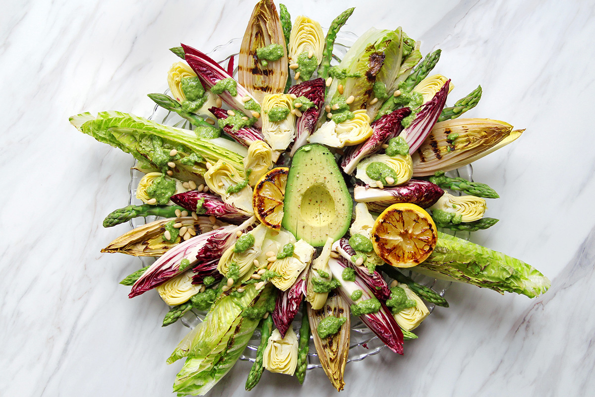 Spring Asparagus Salad with Raw and Grilled Greens