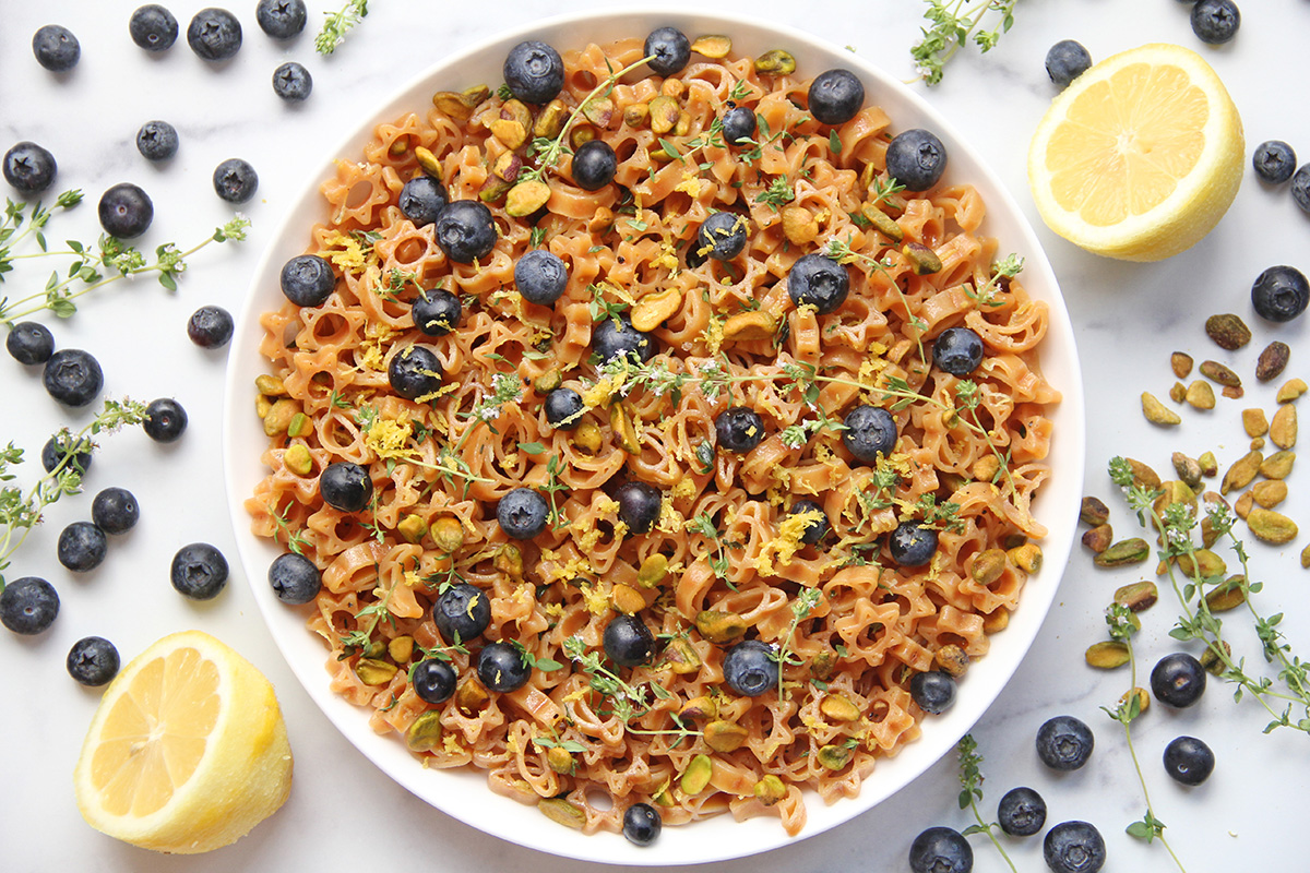 Vegan Lemon Blueberry Thyme Pasta Salad