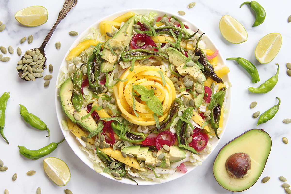 Blistered Shishito Pepper and Mango Salad