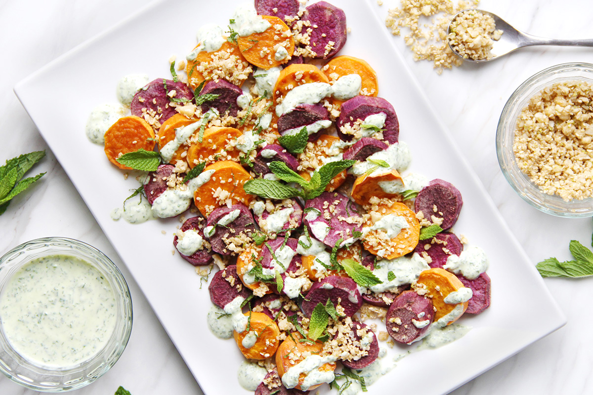 Tropical Sweet Potatoes with Macadamia Dukkah