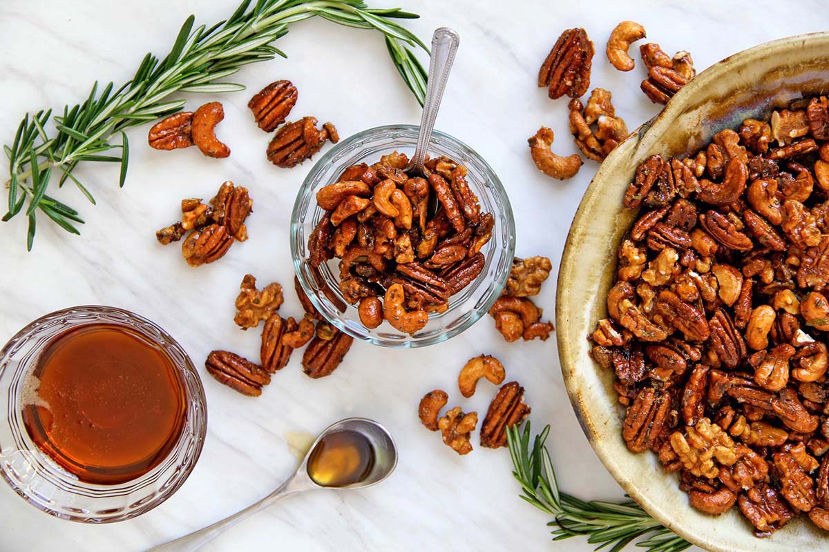 Maple Rosemary Cayenne Roasted Nuts