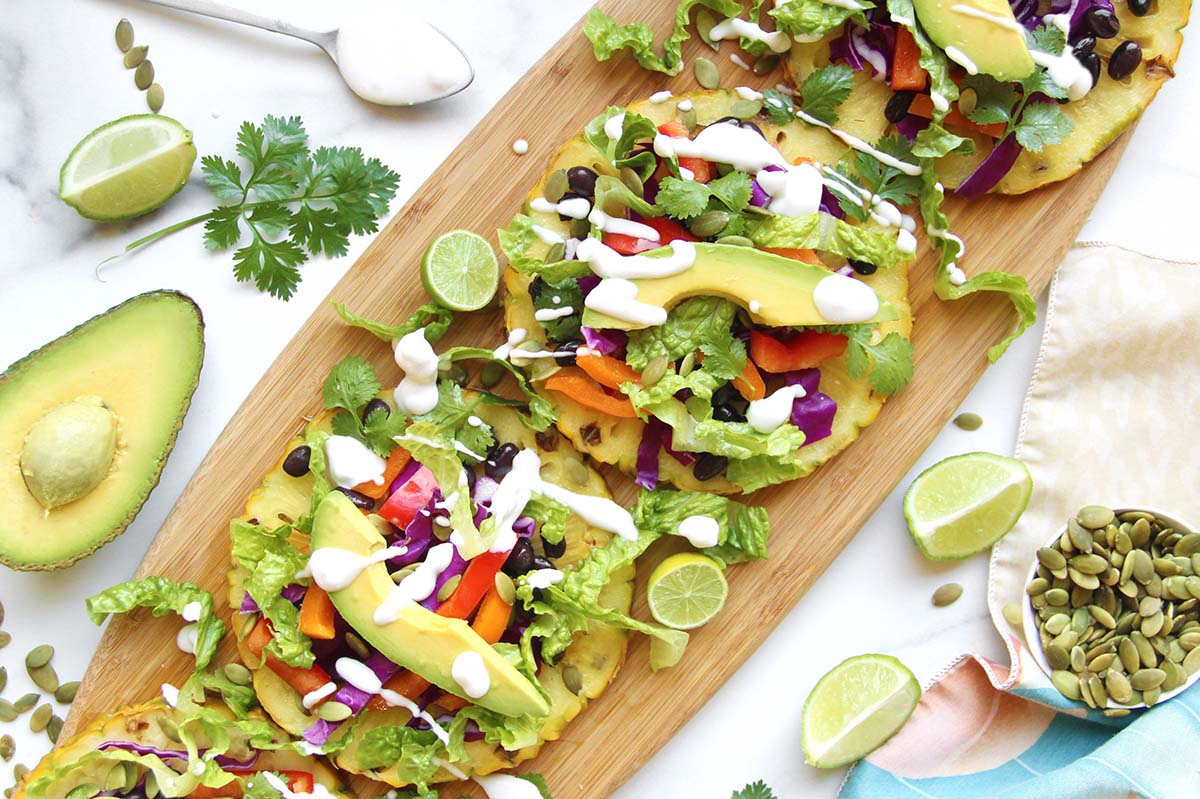 Tropical Black Bean and Pineapple Tostadas (Vegan)