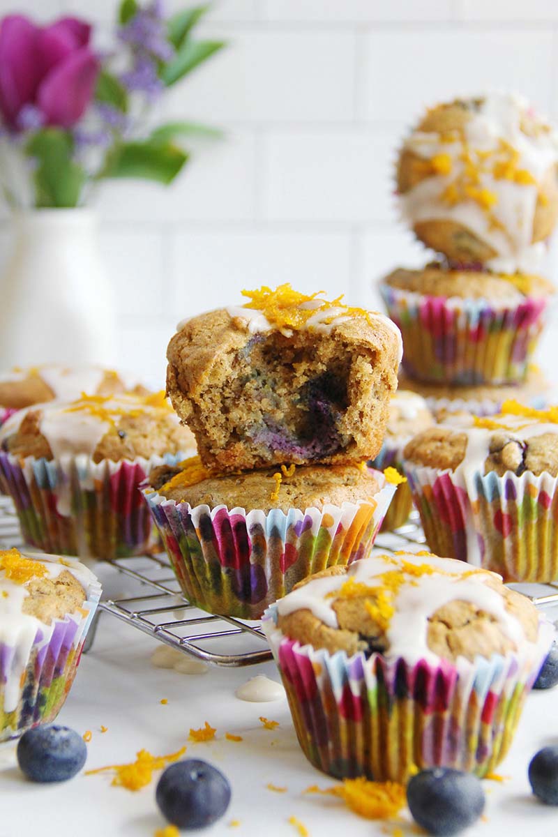 Orange Ginger Blueberry Tahini Chickpea Flour Muffins (Vegan)