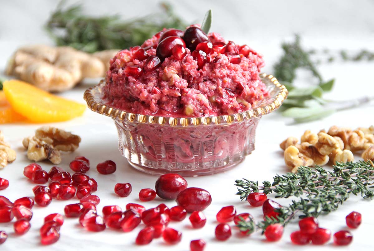 Pomegranate Cranberry Sauce (No-Cook, Naturally-Sweetened)