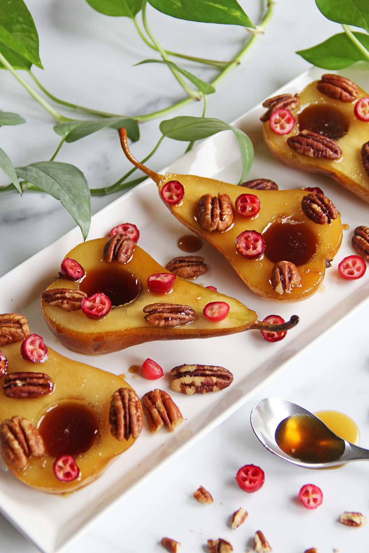 Rum Poached Pears (Easy & Vegan)