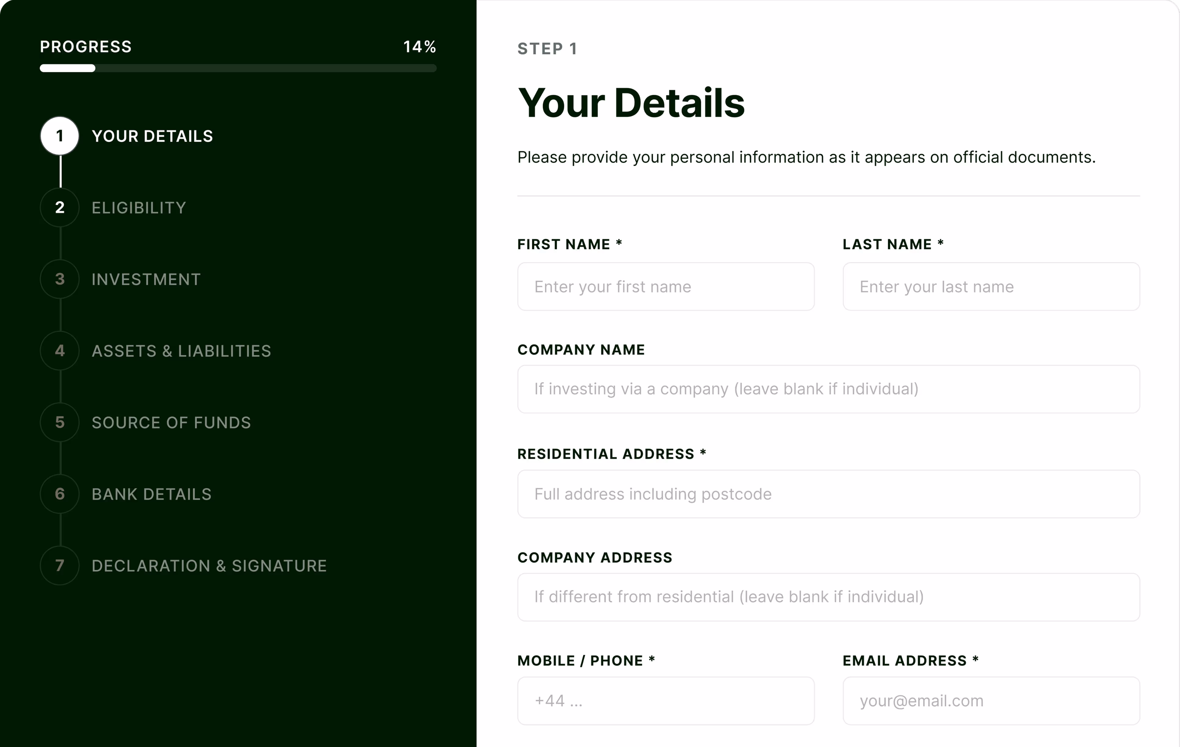 Perrin Court Capital onboarding flow cover