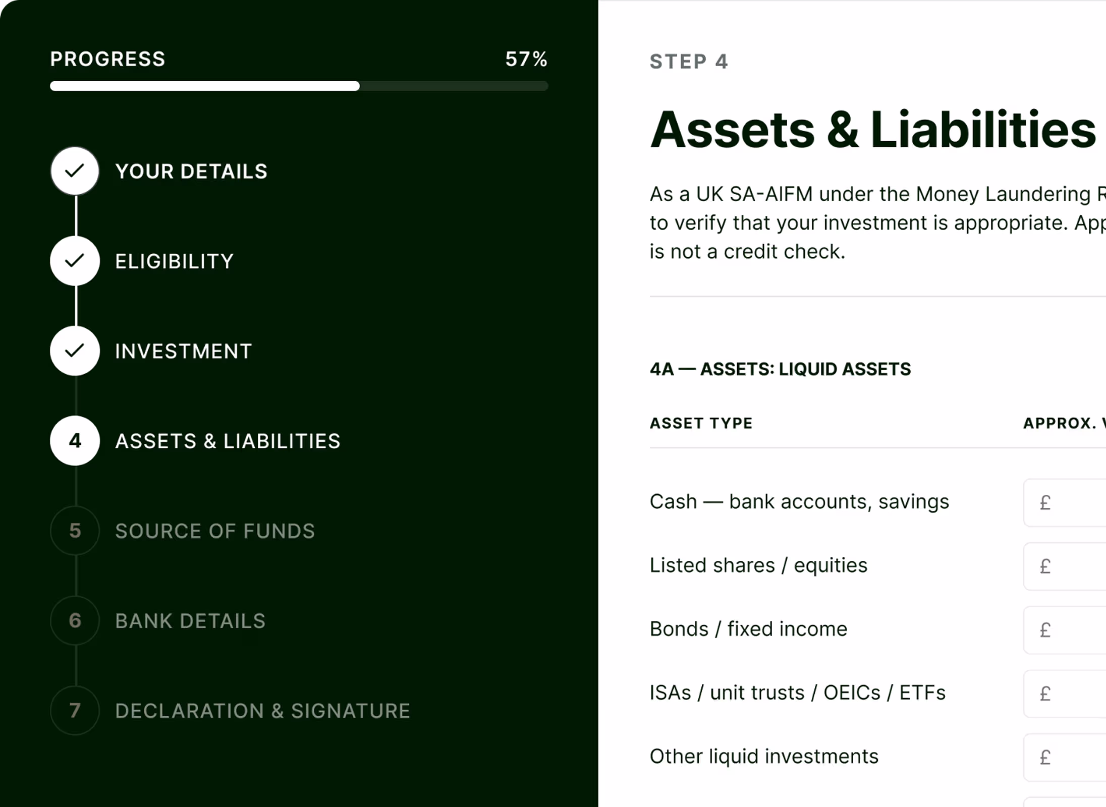 Onboarding flow screens detail