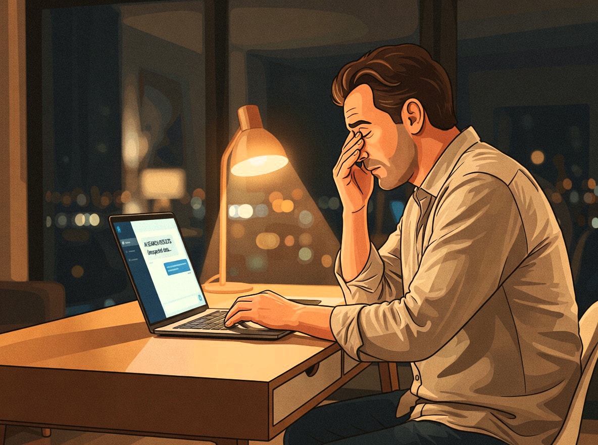 Business owner realizing his company is invisible to AI search tools